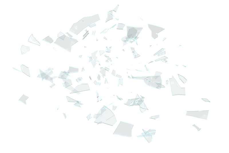 Осколки стекла на прозрачном фоне