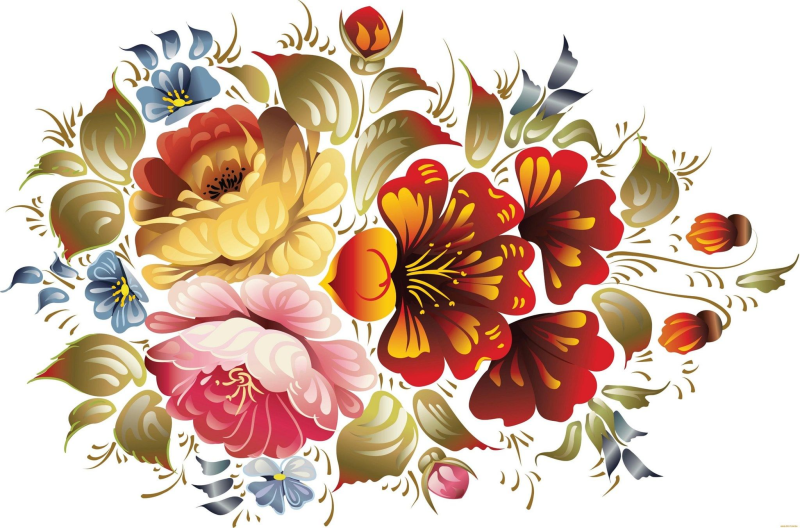 Жостовская роспись векторный орнамент