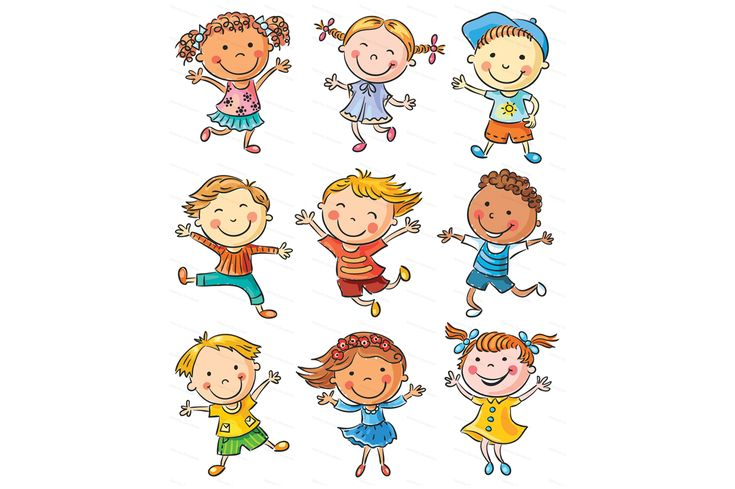 Много мультяшных детей