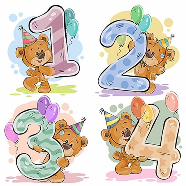 Детские мишки с цифрой