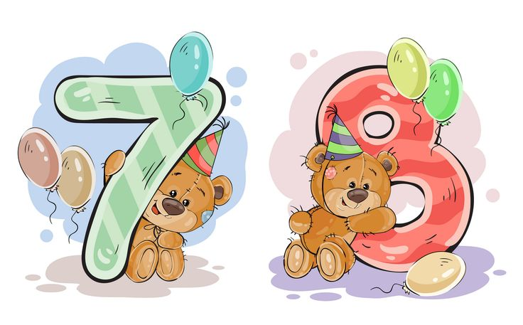 Цифра 7 с мишкой