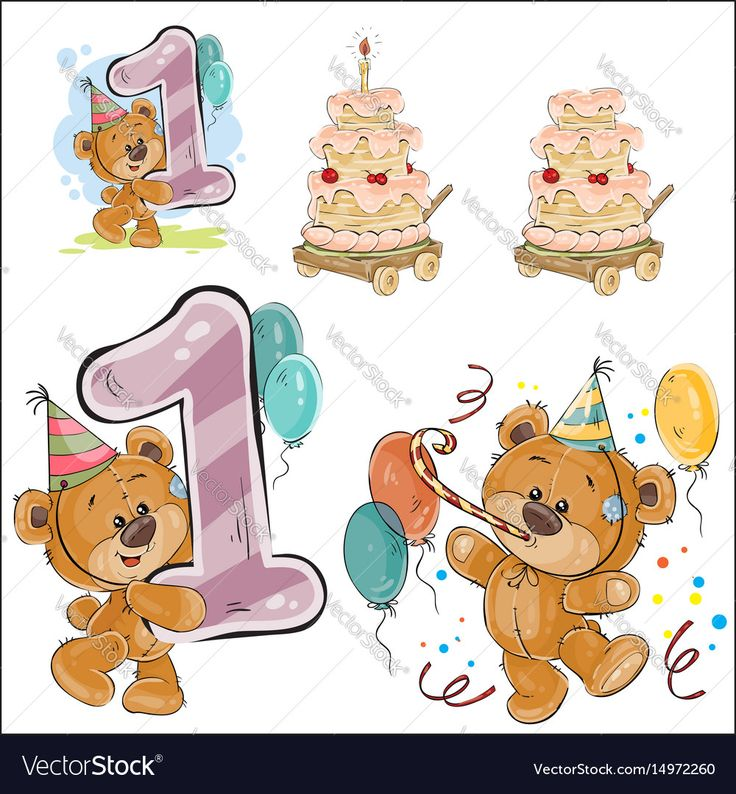 Мишка с тортиком рисунок на торт