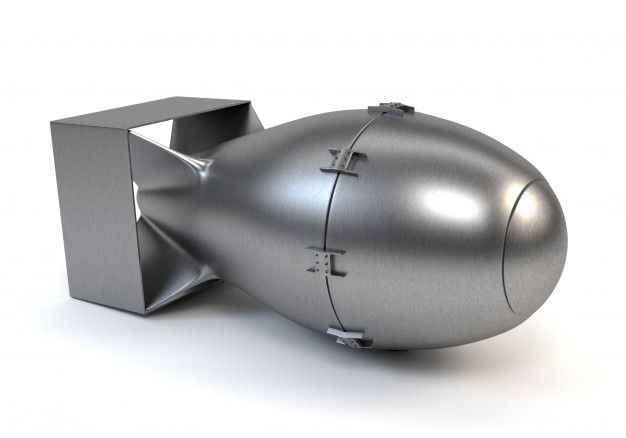 Ядерная боеголовка на белом фоне