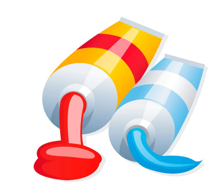 Тюбик краски на белом фоне