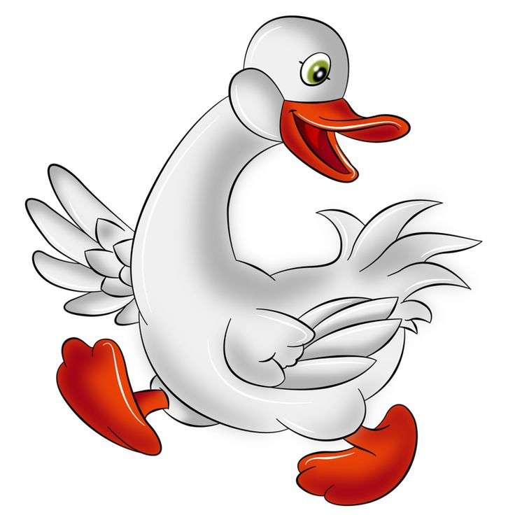 Гусь мультяшный на белом фоне