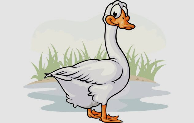 Гусь на белом фоне для детей