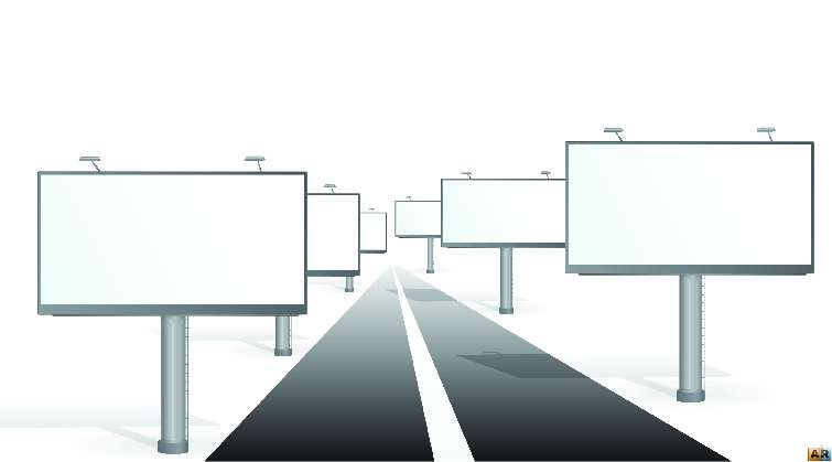 Рекламный щит на белом фоне