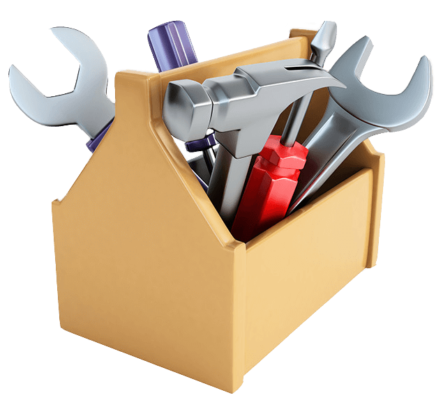 Ящик с инструментами на прозрачном фоне