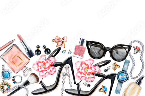 Модные аксессуары на прозрачном фоне