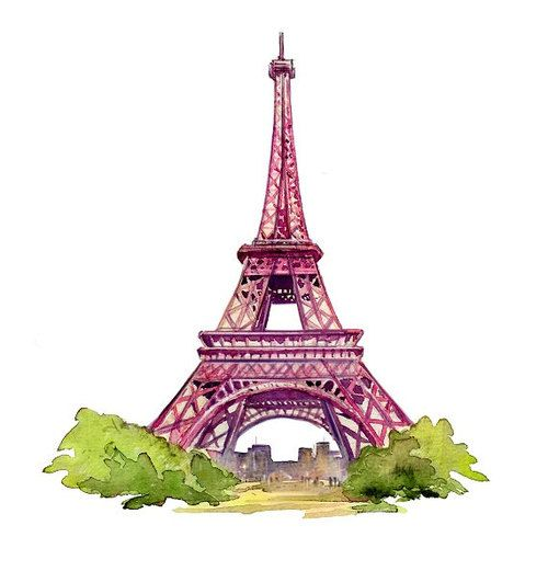 Башня в Париже на белом фоне
