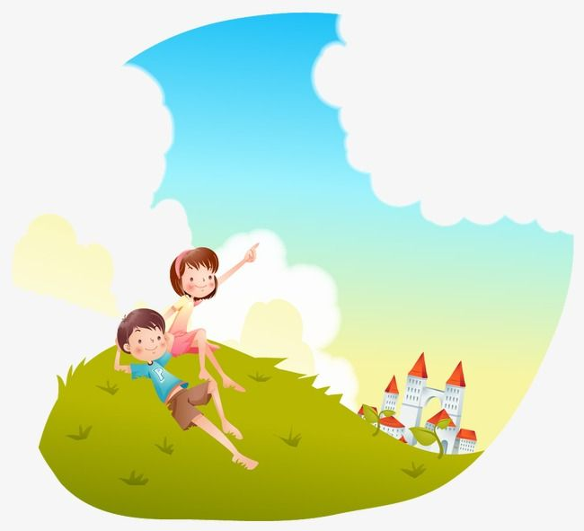 Мультяшные дети на природе