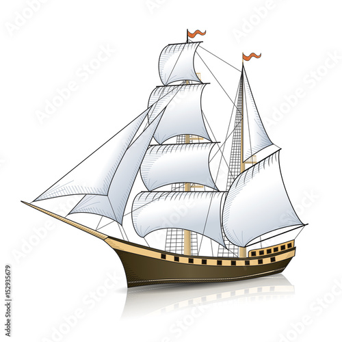 Корабль на белом фоне