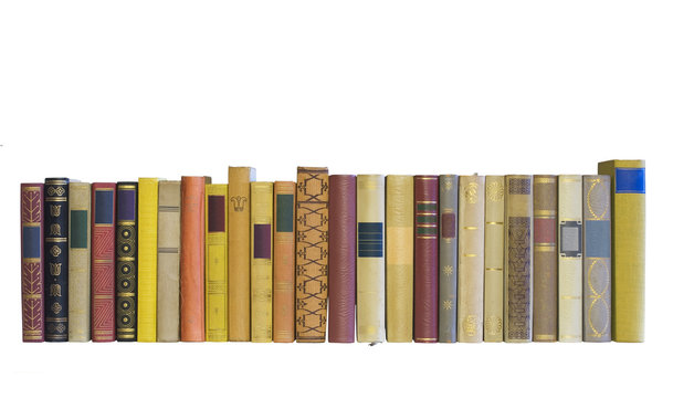 Корешки книг на белом фоне