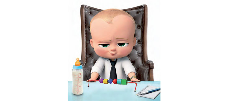 Босс молокосос на белом фоне в кресле