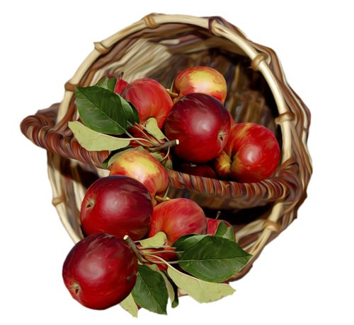 Яблоки в прозрачной корзинке