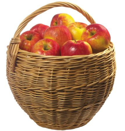 Корзинка с яблоками без фона