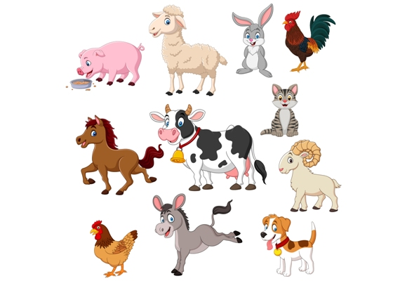 Животные на ферме мультяшные