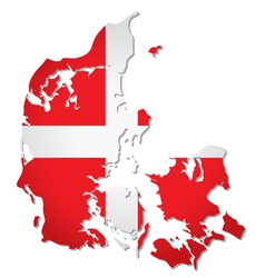 Дания на карте с флагом