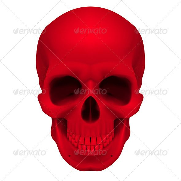 Белый череп на Красном фоне