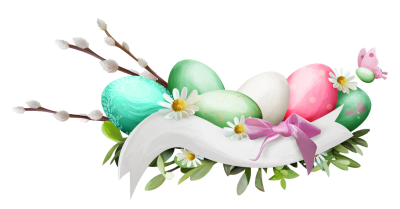 Пасхальные яйца на прозрачном фоне