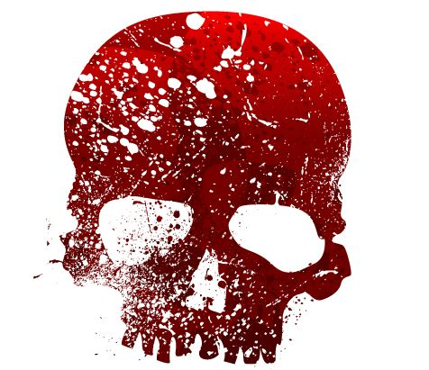 Белый череп на Красном фоне