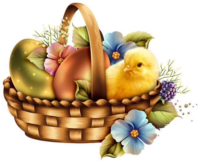 Цыплята в корзинке