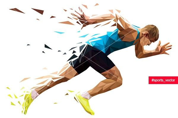 Бегуны на белом фоне