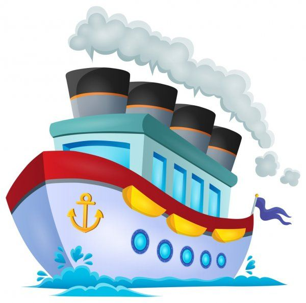 Пароход на белом фоне