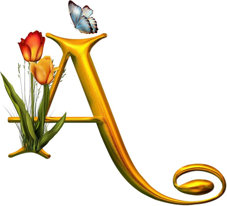 Цветочные буквы на прозрачном фоне