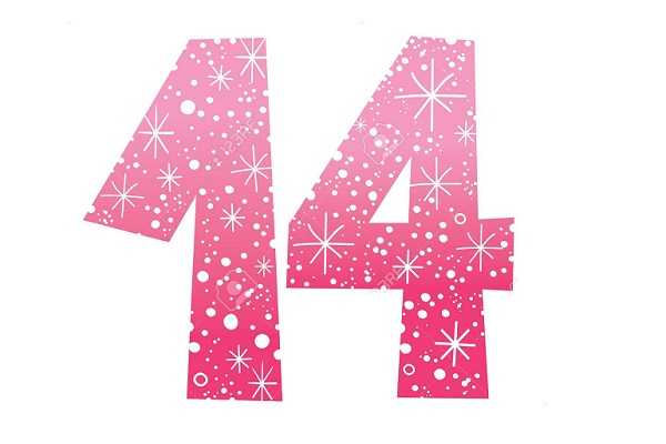 Цифра 14 в розовом цвете