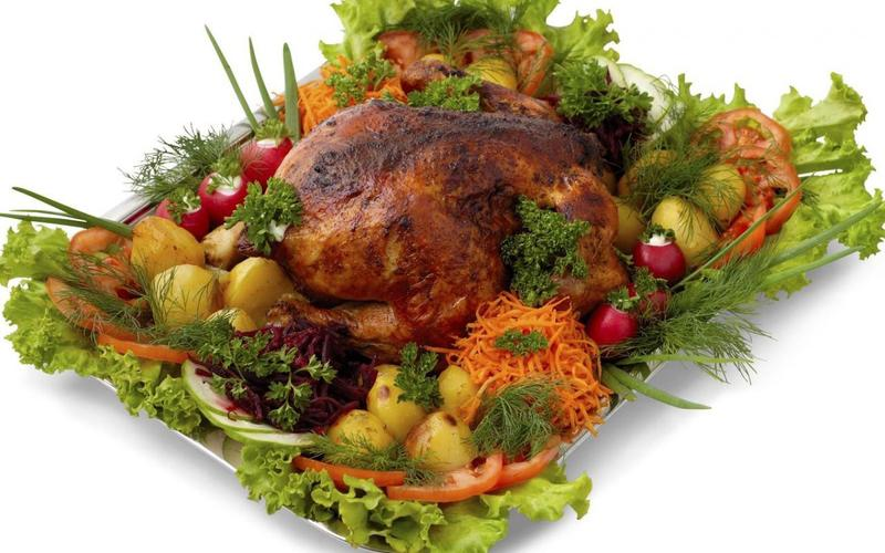 Праздничные блюда на прозрачном фоне