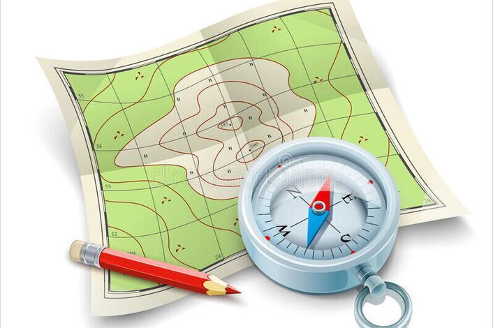 Карта местности с компасом