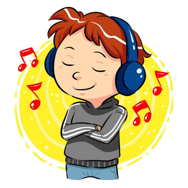 Человек в наушниках мультяшный