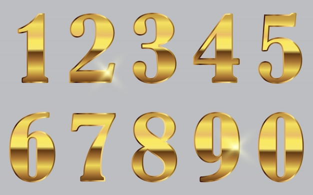 Золотые цифры на прозрачном фоне