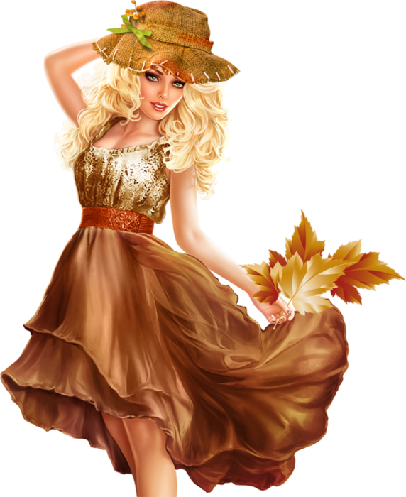 Осенние девушки на прозрачном фоне