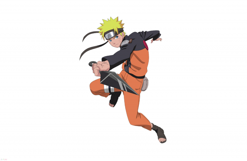 Наруто Узумаки на белом фоне