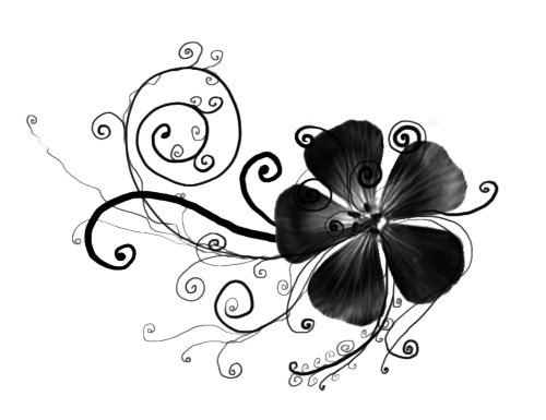 Цветочный орнамент на прозрачном фоне