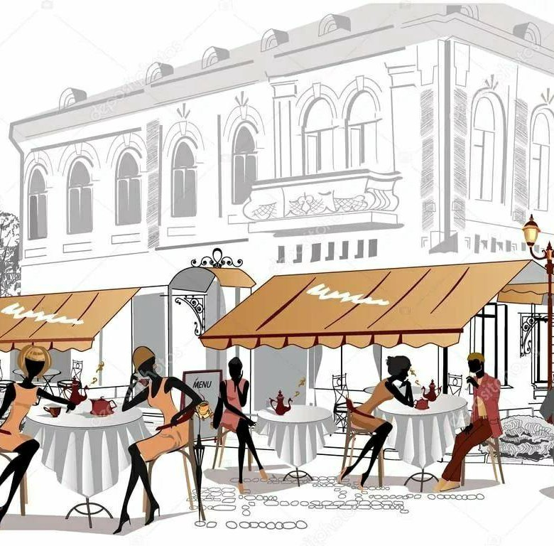 Уличное кафе рисунок