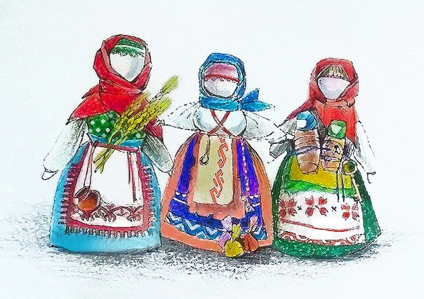 Рисование обрядовой куклы