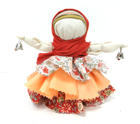Народная тряпичная кукла колокольчик