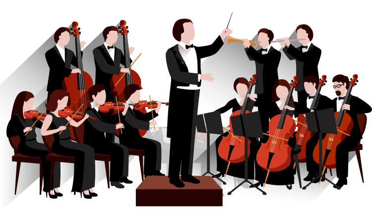 Оркестр для детей на прозрачном фоне