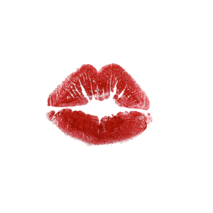 Отпечаток губ на белом фоне