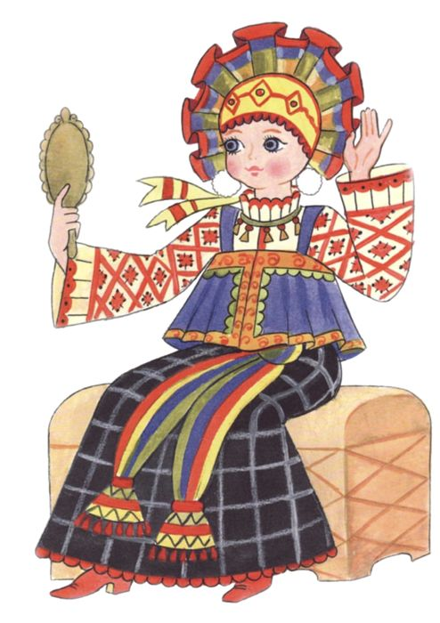 Девушка в русском народном костюме рисунок