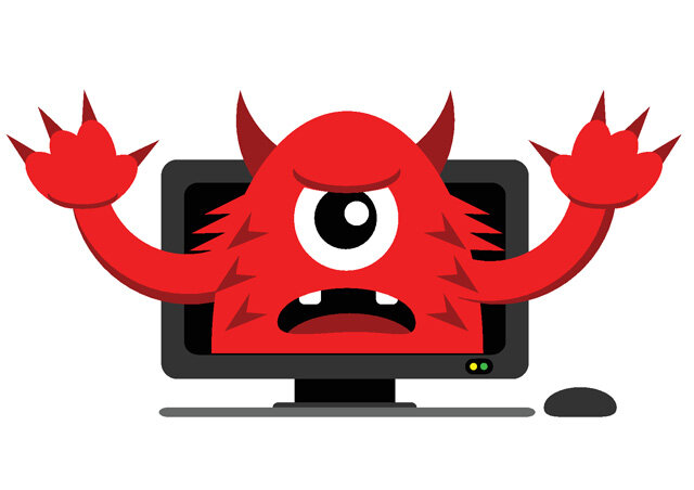 Компьютерный вирус на белом фоне