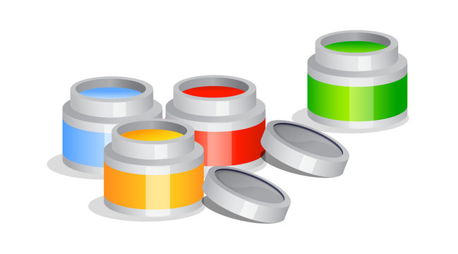 Баночки с краской вектор