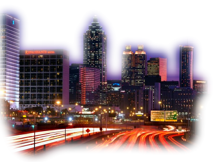 Ночной город на прозрачном фоне