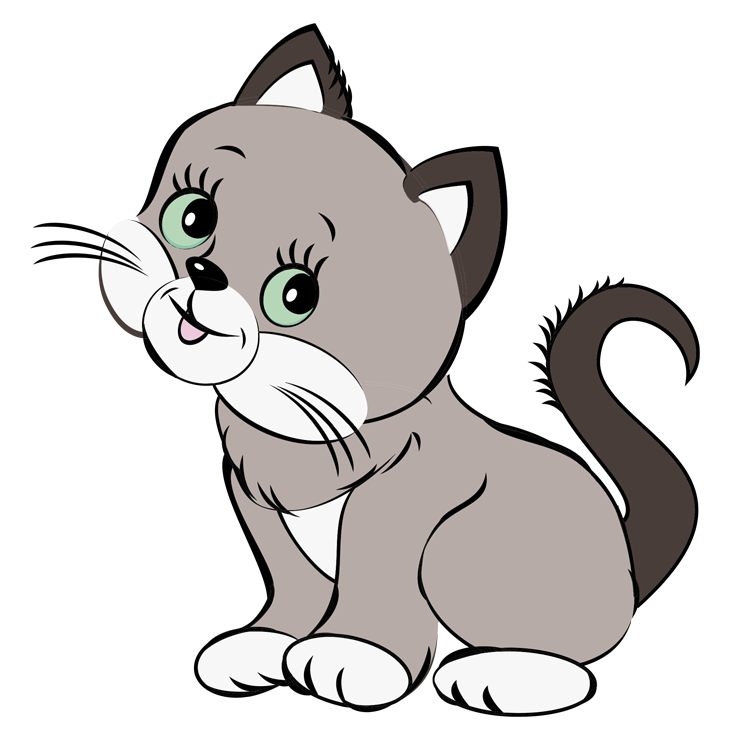 Кот на белом фоне мультяшный