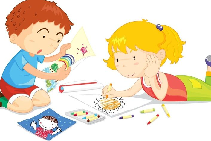 Дети рисуют рисунок