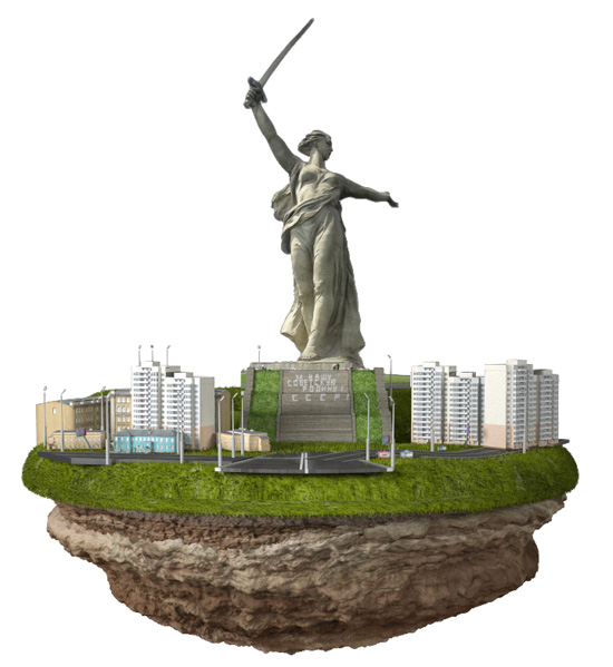 Памятник Родина-мать на Мамаевом Кургане на прозрачном фоне