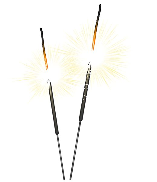 Бенгальские огни на белом фоне